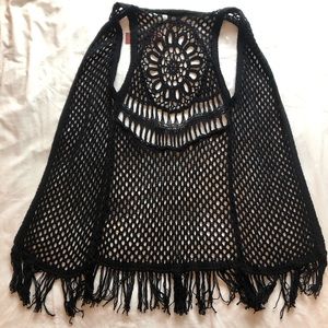 Arizona Jeans Brand Crochet Cardigan Boho Vest XS